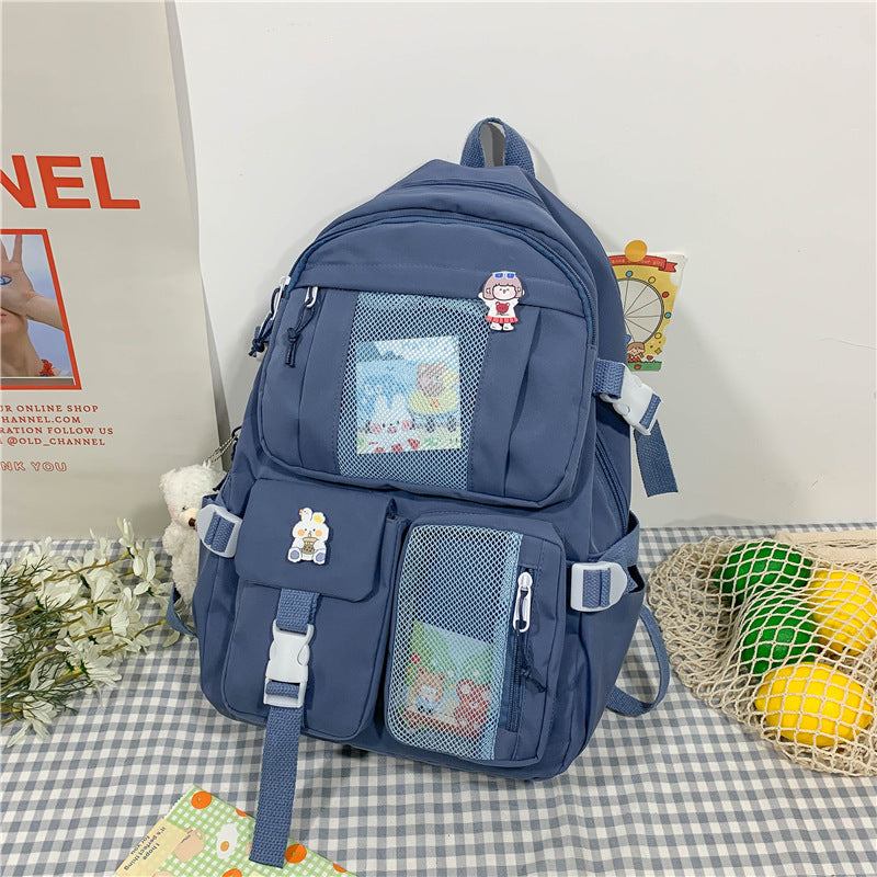 Large Capacity High School Student Cartoon Backpack