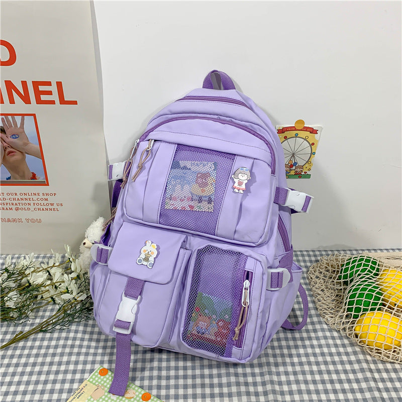 Large Capacity High School Student Cartoon Backpack
