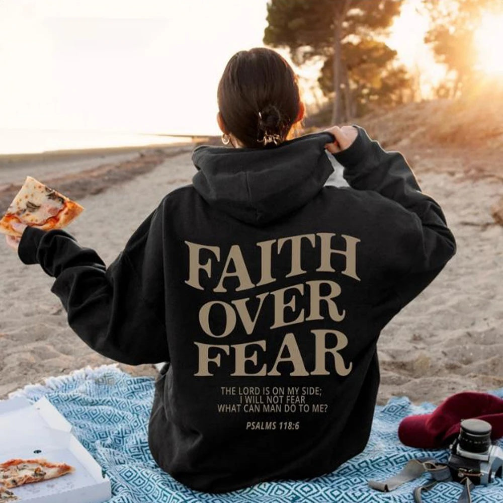 Faith Over Fear Christian Hoodie Christian Sweatshirt Jesus Hoodie Aesthetic Clothes