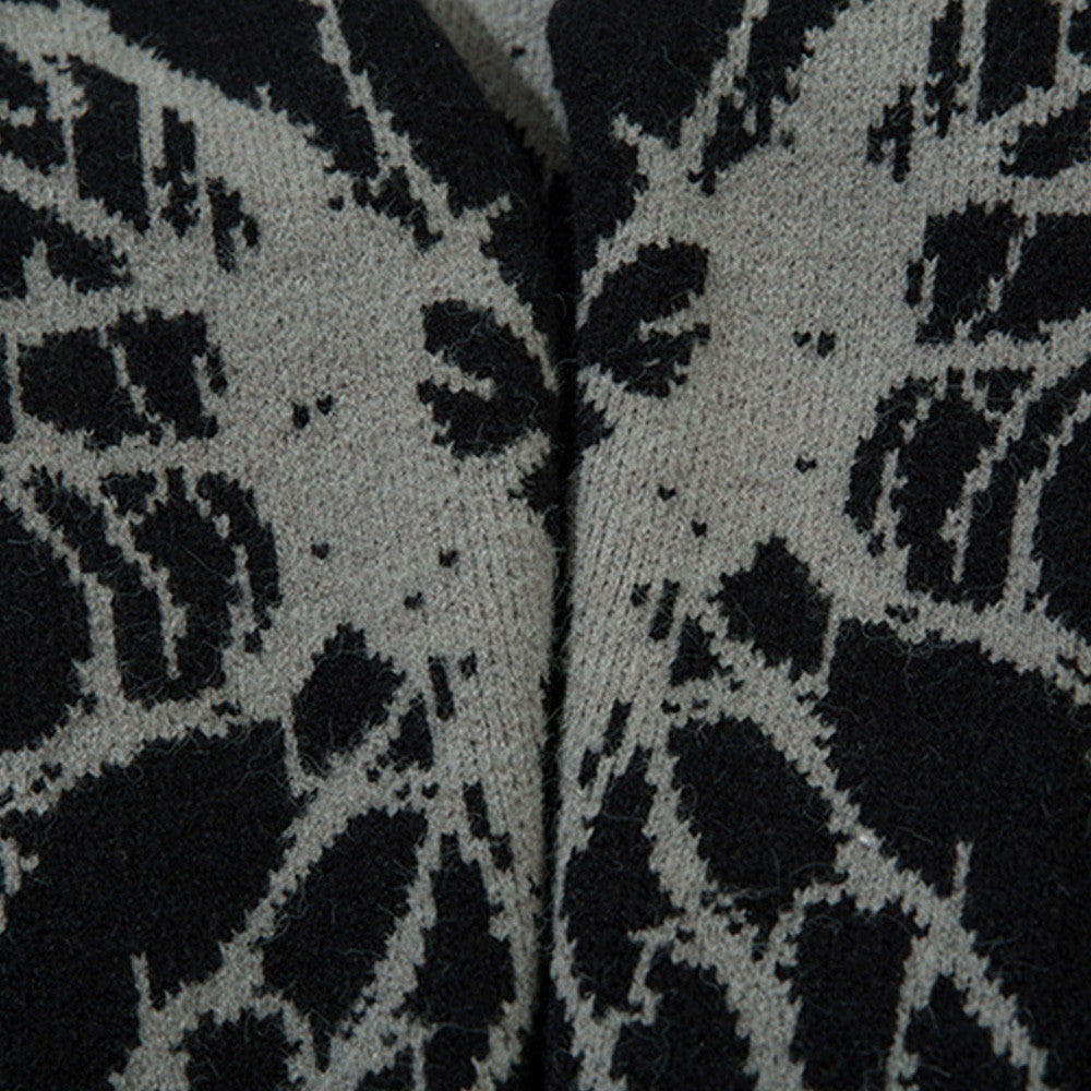 Dark Spider Web Zipped Stand Collar Sweater Coat For Men